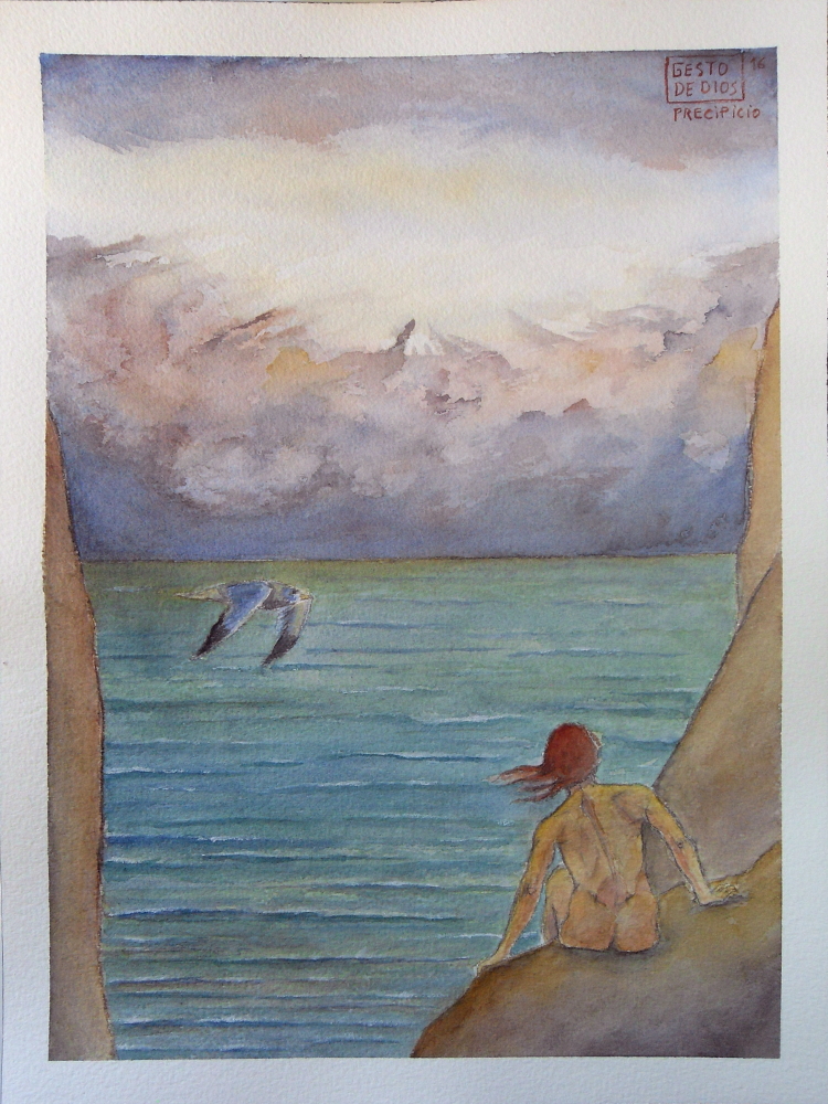 Precipicio, 2016 - Acuarela sobre papel, 31,0 x 41,0 cm 
Precipice, 2016 - watercolour on paper, 12.2 x 16.1 cm
