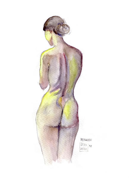 Desnudo, 1998 - Acuarela sobre papel, 32,0 x 46,0 cm 
Nude, 1998 - watercolour on paper, 32.0 x 46.0 cm
