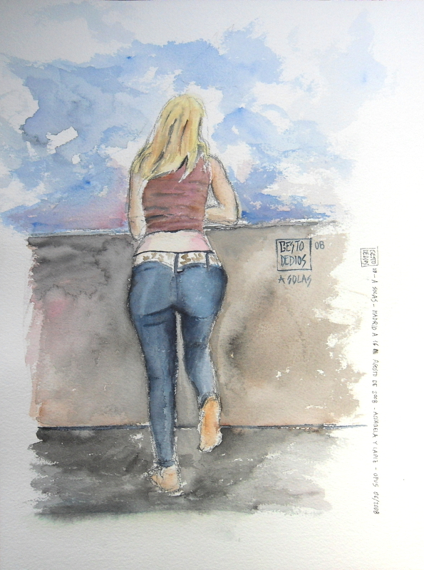 A solas, 2008 - Acuarela sobre papel, 31,0 x 41,0 cm - Alone, 2008 - Watercolour on paper, 12.2 x 16.1 in